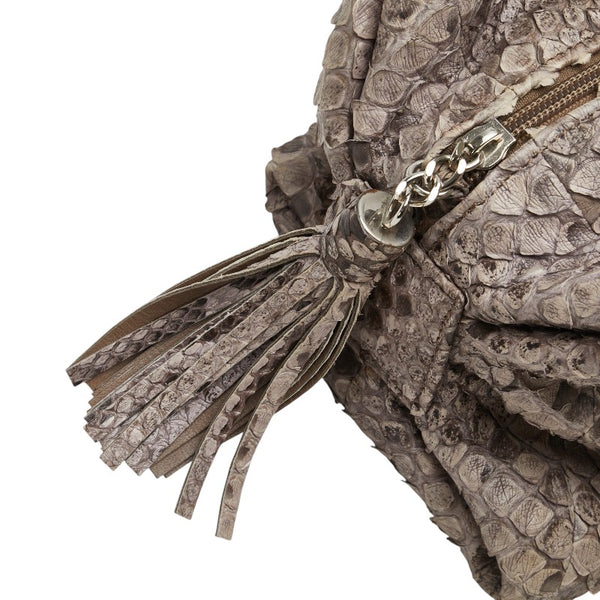 BORELLI P ボレッリピエリナ ハンドバッグ ショルダーバッグ 2WAY グレー ブラウン パイソン レザー レディース 【中古】