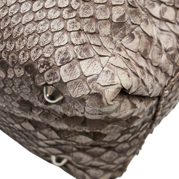 BORELLI P ボレッリピエリナ ハンドバッグ ショルダーバッグ 2WAY グレー ブラウン パイソン レザー レディース 【中古】