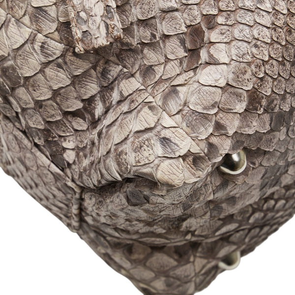 BORELLI P ボレッリピエリナ ハンドバッグ ショルダーバッグ 2WAY グレー ブラウン パイソン レザー レディース 【中古】