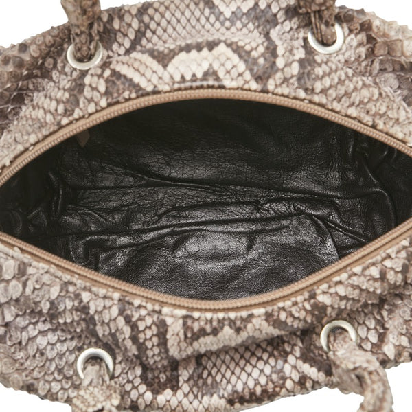 BORELLI P ボレッリピエリナ ハンドバッグ ショルダーバッグ 2WAY グレー ブラウン パイソン レザー レディース 【中古】