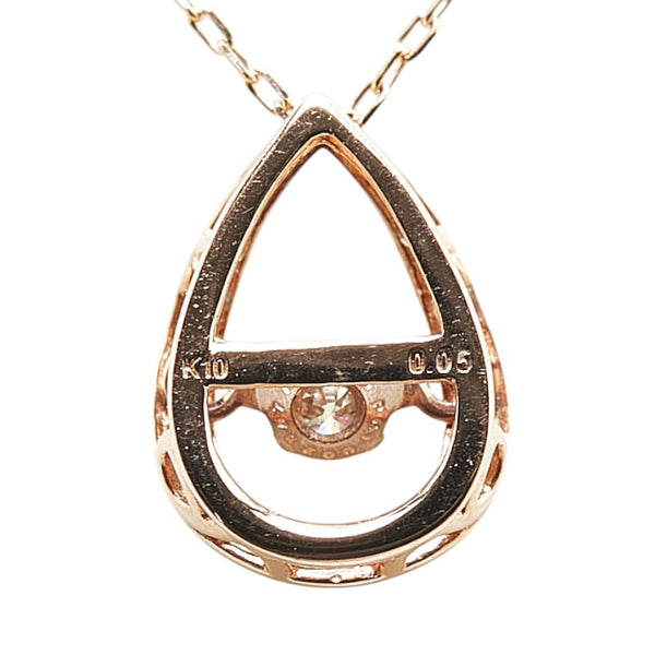 K10PG ピンクゴールド ダイヤ0.05 ペンダントネックレス レディース 【中古】