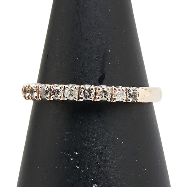 K14PG ピンクゴールド ダイヤ0.20ct 一文字 リング 指輪 レディース 12号 【中古】