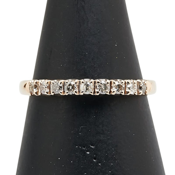 K14PG ピンクゴールド ダイヤ0.20ct 一文字 リング 指輪 レディース 12号 【中古】