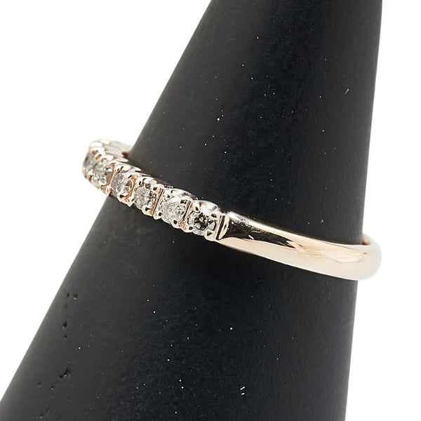 K14PG ピンクゴールド ダイヤ0.20ct 一文字 リング 指輪 レディース 12号 【中古】