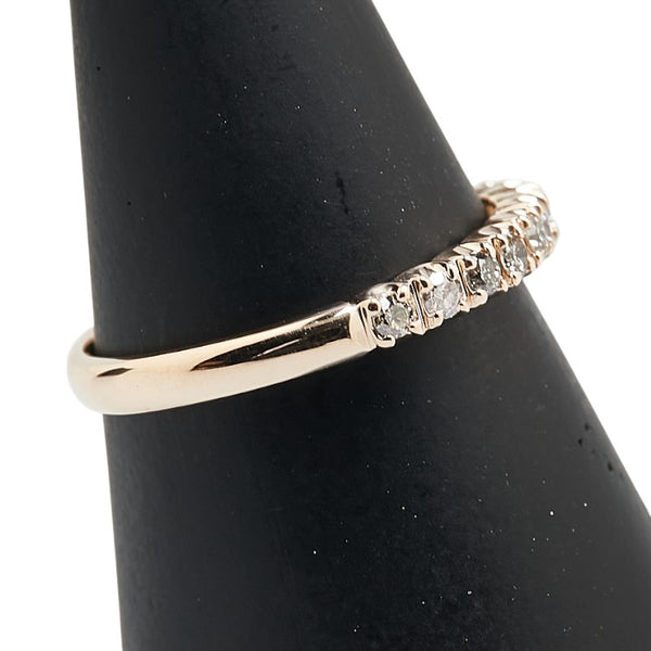 K14PG ピンクゴールド ダイヤ0.20ct 一文字 リング 指輪 レディース 12号 【中古】