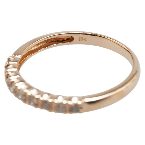 K14PG ピンクゴールド ダイヤ0.20ct 一文字 リング 指輪 レディース 12号 【中古】