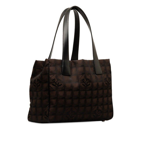 シャネル ニュートラベルラインPM トートバッグ ハンドバッグ ブラウン ブラック ナイロン レザー レディース CHANEL 【中古】