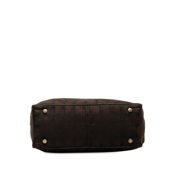 シャネル ニュートラベルラインPM トートバッグ ハンドバッグ ブラウン ブラック ナイロン レザー レディース CHANEL 【中古】