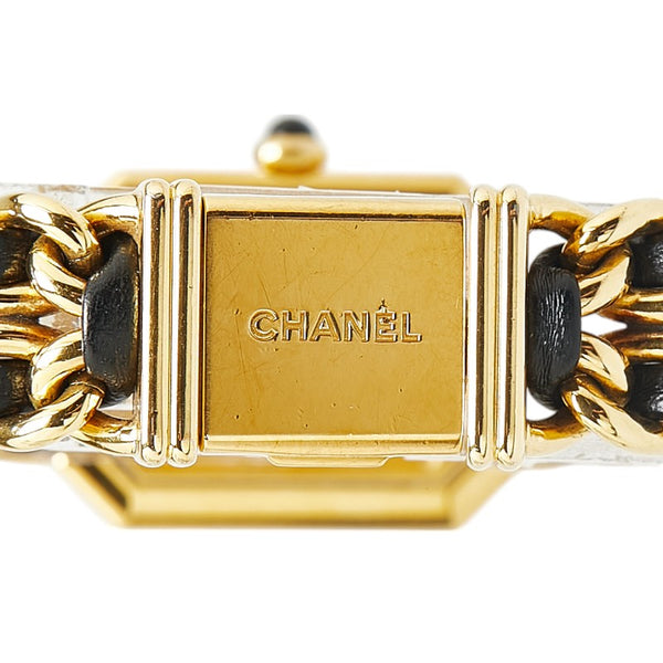 シャネル プルミエール 腕時計 H0001 クオーツ ブラック文字盤 メッキ レザー レディース CHANEL 【中古】