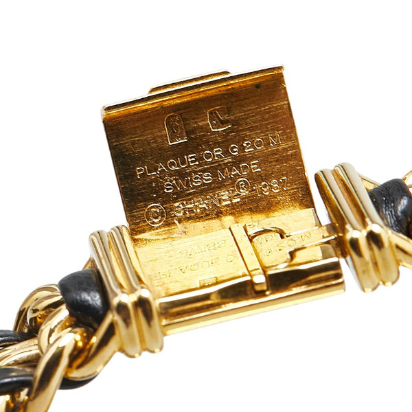 シャネル プルミエール 腕時計 H0001 クオーツ ブラック文字盤 メッキ レザー レディース CHANEL 【中古】