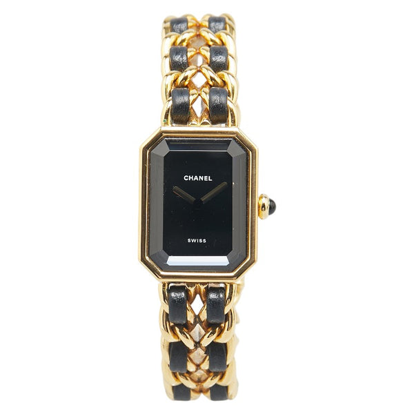 シャネル プルミエール 腕時計 サイズ:L H0001 クオーツ ブラック文字盤 ステンレススチール レザー レディース CHANEL 【中古】