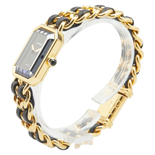 シャネル プルミエール 腕時計 サイズ:L H0001 クオーツ ブラック文字盤 ステンレススチール レザー レディース CHANEL 【中古】