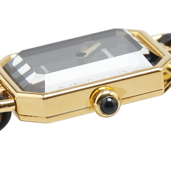 シャネル プルミエール 腕時計 サイズ:L H0001 クオーツ ブラック文字盤 ステンレススチール レザー レディース CHANEL 【中古】