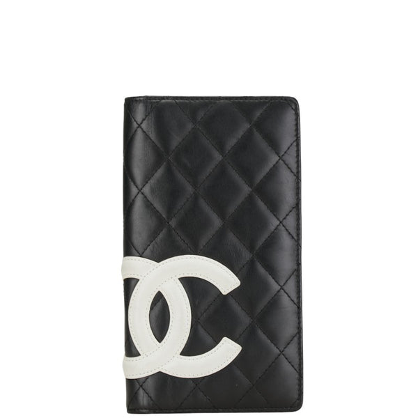 シャネル マトラッセ カンボンライン ココマーク 長財布 ブラック ホワイト ラムスキン レディース CHANEL 【中古】