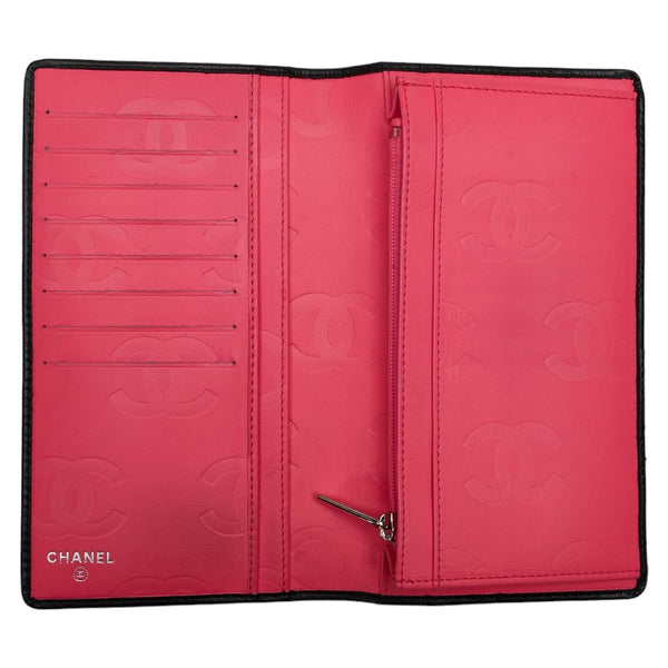 シャネル マトラッセ カンボンライン ココマーク 長財布 ブラック ホワイト ラムスキン レディース CHANEL 【中古】