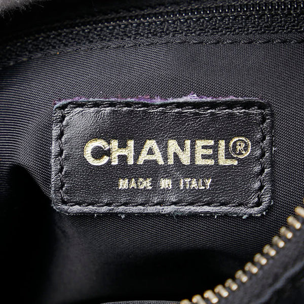シャネル ニュートラベルライン ワンショルダーバッグ ブラック キャンバス レザー レディース CHANEL 【中古】