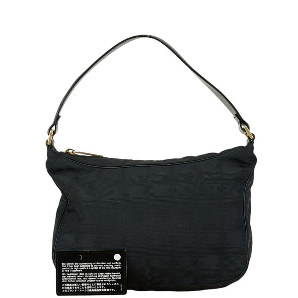 シャネル ニュートラベルライン ワンショルダーバッグ ブラック キャンバス レザー レディース CHANEL 【中古】