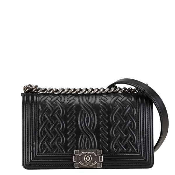 シャネル ボーイシャネル25 チェーン ショルダーバッグ ブラック レザー レディース CHANEL 【中古】