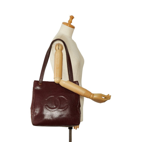 シャネル ビッグココマーク トートバッグ ワインレッド キャビアスキン レディース CHANEL 【中古】