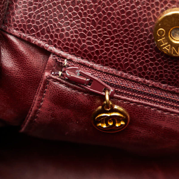 シャネル ビッグココマーク トートバッグ ワインレッド キャビアスキン レディース CHANEL 【中古】