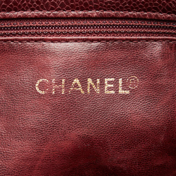 シャネル ビッグココマーク トートバッグ ワインレッド キャビアスキン レディース CHANEL 【中古】