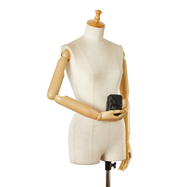 シャネル マトラッセ カンボンライン シガレットケース 小物入れ ブラック レザー レディース CHANEL 【中古】