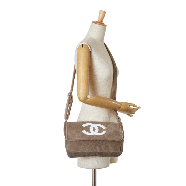 シャネル ノベルティ ココマーク 斜め掛け ショルダーバッグ ブラウン ベージュ パイル レディース CHANEL 【中古】