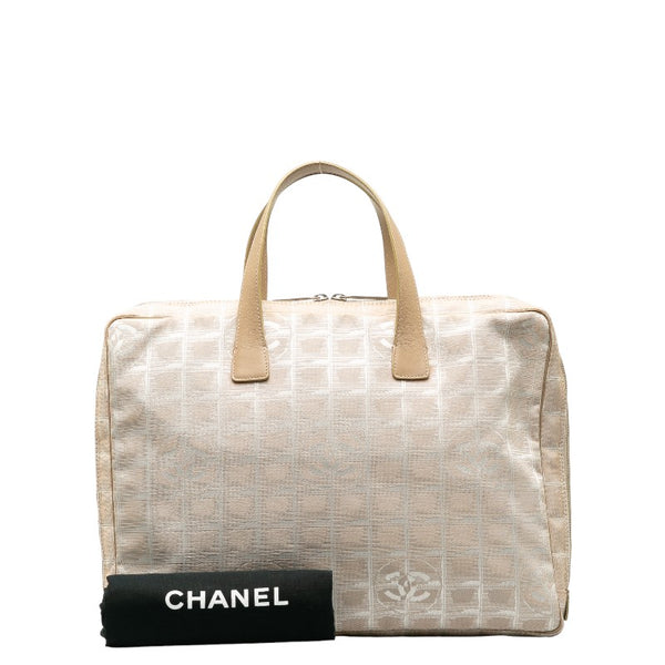 シャネル ニュートラベルライン ハンドバッグ ビジネスバッグ ブリーフケース ベージュ キャンバス レザー レディース CHANEL 【中古】