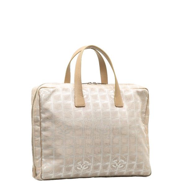 シャネル ニュートラベルライン ハンドバッグ ビジネスバッグ ブリーフケース ベージュ キャンバス レザー レディース CHANEL 【中古】