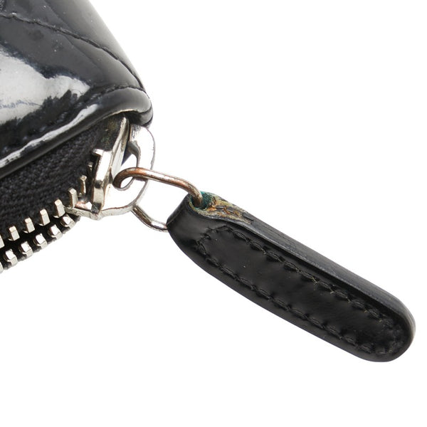 シャネル ブリリアント マトラッセ ココマーク ラウンドファスナー 長財布 ブラック エナメル レディース CHANEL 【中古】