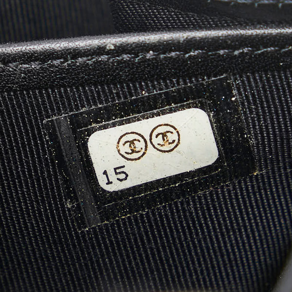 シャネル ブリリアント マトラッセ ココマーク ラウンドファスナー 長財布 ブラック エナメル レディース CHANEL 【中古】