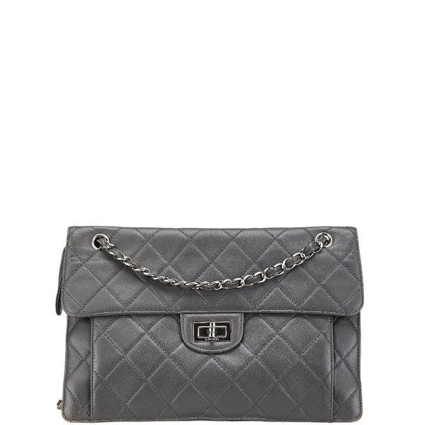 シャネル マトラッセ 2.55 ココマーク チェーン ショルダーバッグ グレー ラムスキン レディース CHANEL 【中古】