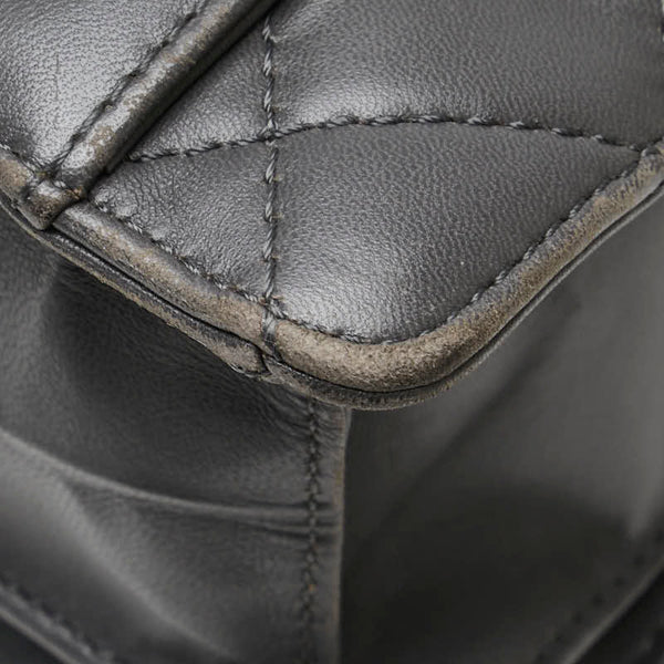 シャネル マトラッセ 2.55 ココマーク チェーン ショルダーバッグ グレー ラムスキン レディース CHANEL 【中古】