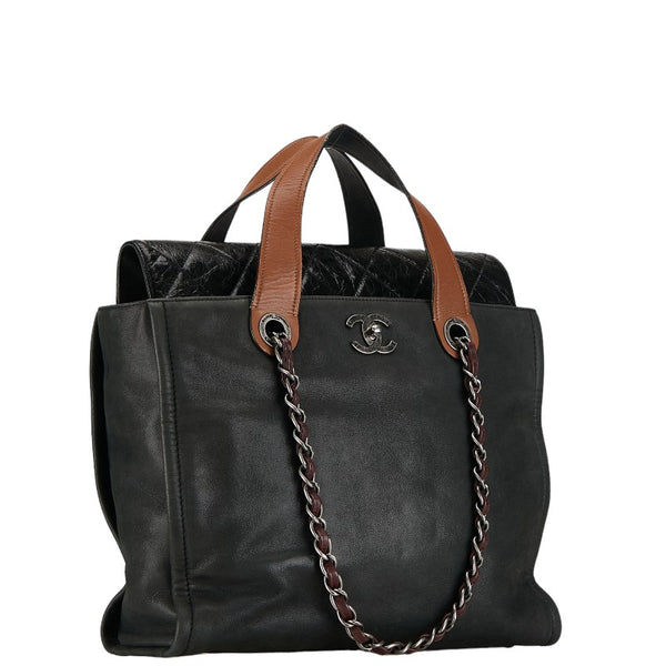 シャネル マトラッセ インザミックス ハンドバッグ ショルダーバッグ ブラック ブラウン レザー レディース CHANEL 【中古】