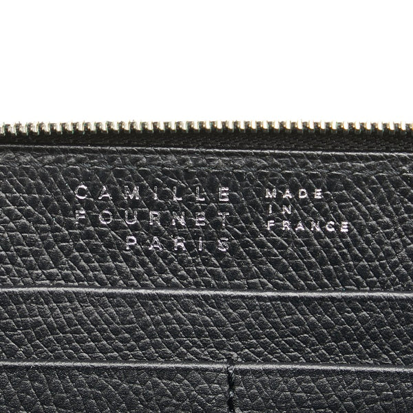 CAMILLE FOURNET カミーユフォルネ ラウンドジップ 長財布 ブラック ブルー レザー アリゲーター レディース 【中古】