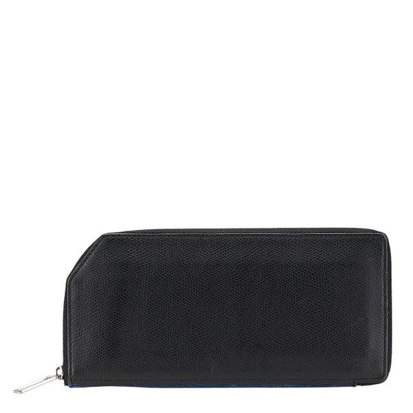 CAMILLE FOURNET カミーユフォルネ ラウンドジップ 長財布 ブラック ブルー レザー アリゲーター レディース 【中古】