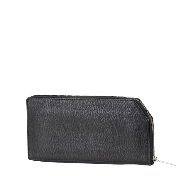 CAMILLE FOURNET カミーユフォルネ ラウンドジップ 長財布 ブラック ブルー レザー アリゲーター レディース 【中古】