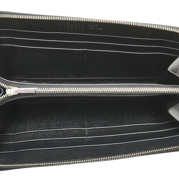 CAMILLE FOURNET カミーユフォルネ ラウンドジップ 長財布 ブラック ブルー レザー アリゲーター レディース 【中古】