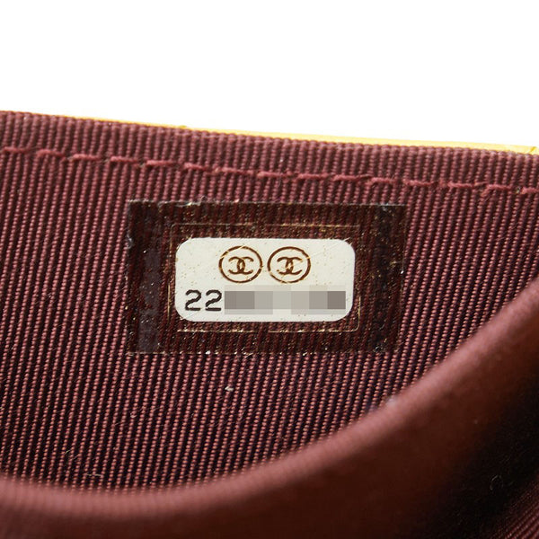 シャネル マトラッセ ココマーク コインケース カードケース イエロー ブラウン ラムスキン レディース CHANEL 【中古】