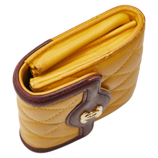 シャネル マトラッセ ココマーク コインケース カードケース イエロー ブラウン ラムスキン レディース CHANEL 【中古】