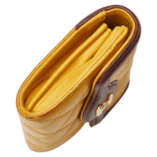 シャネル マトラッセ ココマーク コインケース カードケース イエロー ブラウン ラムスキン レディース CHANEL 【中古】