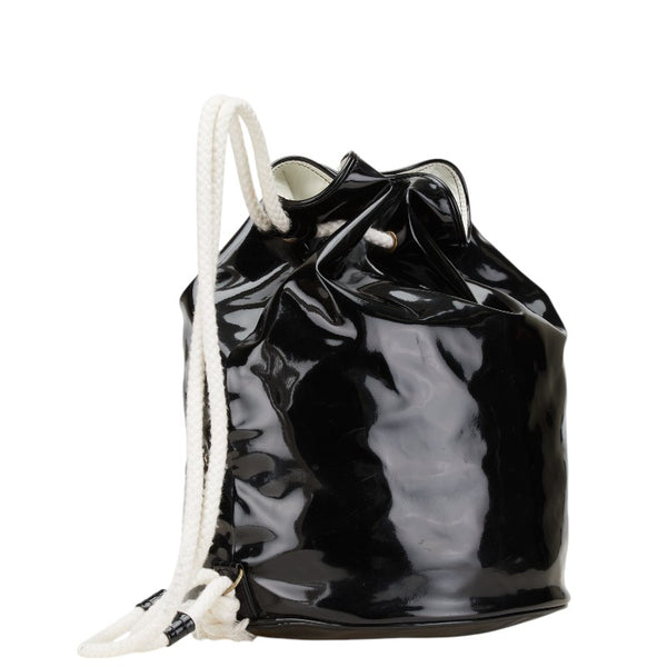 シャネル ノベルティ ショルダーバッグ ブラック ホワイト パテントレザー レディース CHANEL 【中古】