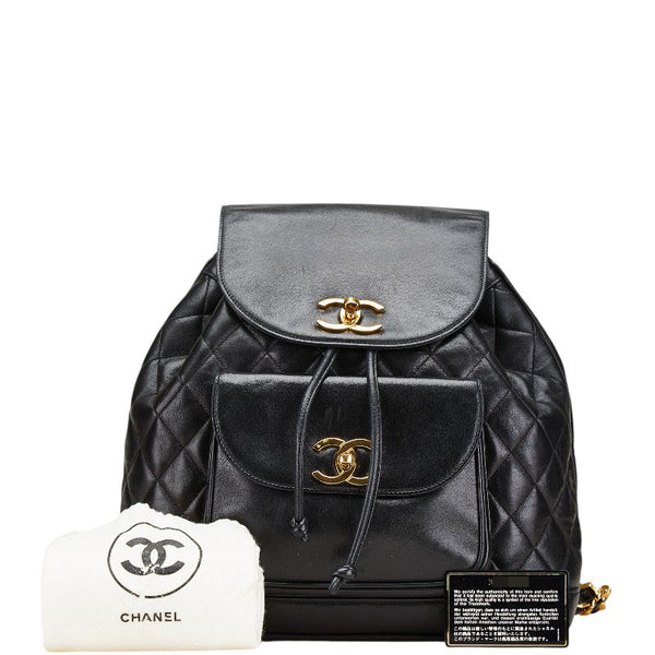 シャネル マトラッセ ココマーク ゴールド金具 チェーン リュック バックパック ブラック ラムスキン レディース CHANEL 【中古】