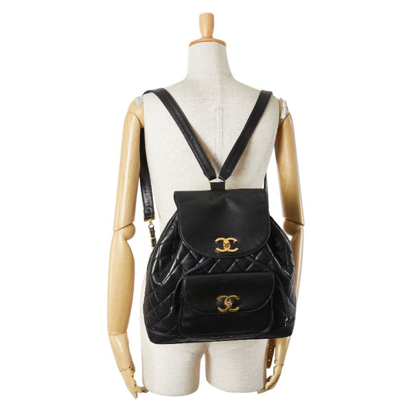 シャネル マトラッセ ココマーク ゴールド金具 チェーン リュック バックパック ブラック ラムスキン レディース CHANEL 【中古】