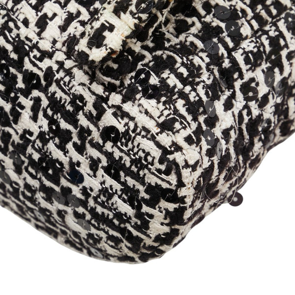 シャネル マトラッセ ココマーク ゴールド金具 チェーン リュック バックパック ブラック ホワイト ツイード スパンコール レディース CHANEL 【中古】