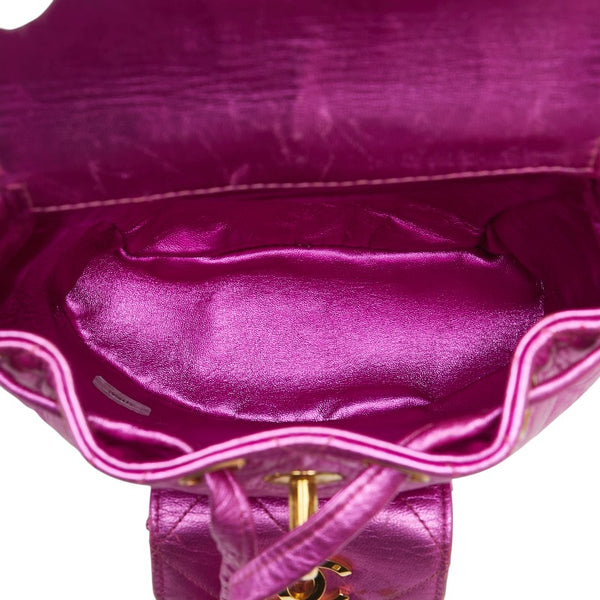 シャネル マトラッセ ココマーク ゴールド金具 チェーン リュック バックパック メタリックピンク ラムスキン レディース CHANEL 【中古】