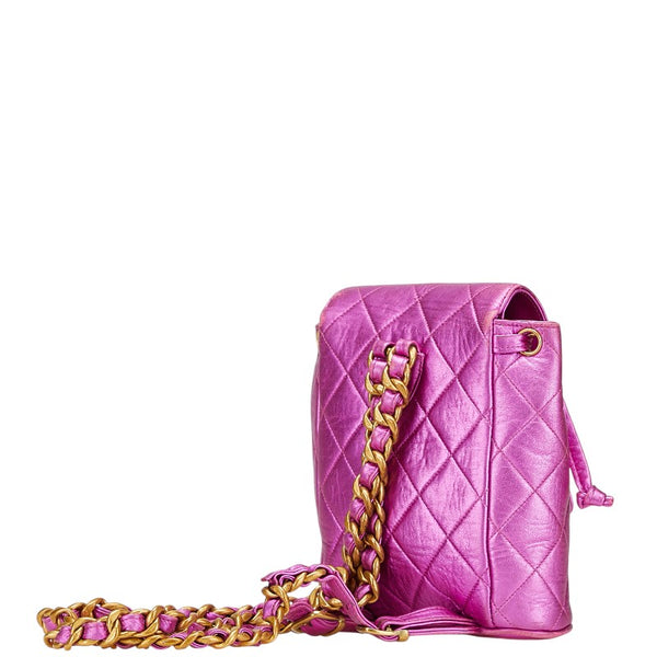 シャネル マトラッセ ココマーク ゴールド金具 チェーン リュック バックパック メタリックピンク ラムスキン レディース CHANEL 【中古】