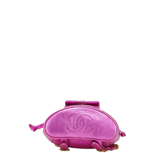 シャネル マトラッセ ココマーク ゴールド金具 チェーン リュック バックパック メタリックピンク ラムスキン レディース CHANEL 【中古】