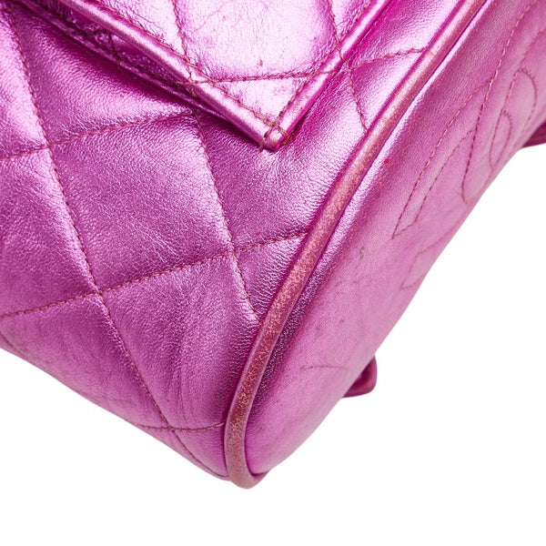 シャネル マトラッセ ココマーク ゴールド金具 チェーン リュック バックパック メタリックピンク ラムスキン レディース CHANEL 【中古】