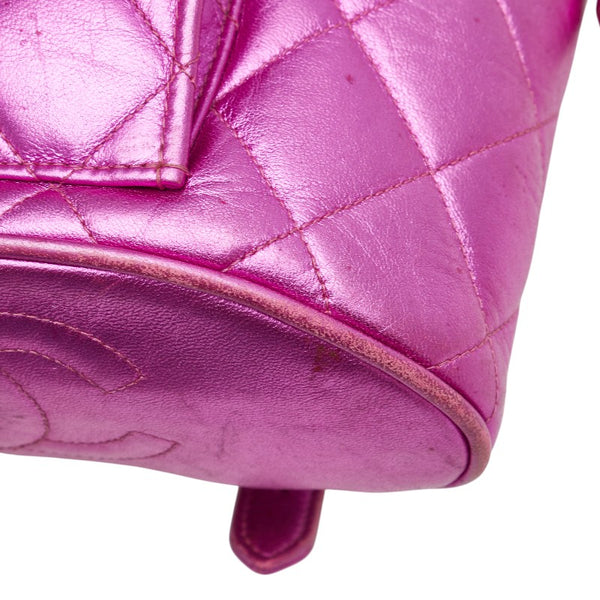 シャネル マトラッセ ココマーク ゴールド金具 チェーン リュック バックパック メタリックピンク ラムスキン レディース CHANEL 【中古】